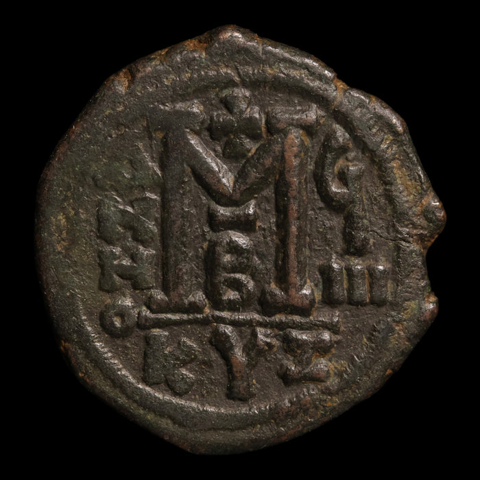 Byzantine Empire, Emperor Justin II (with Sophia), AE Follis - 573 to 574 CE - Byzantine Empire