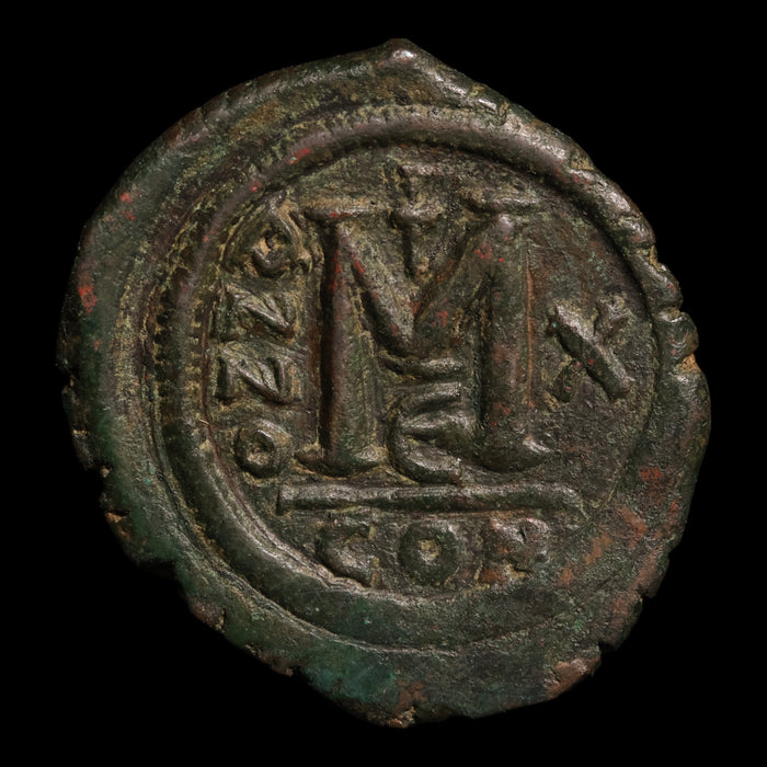 Byzantine Empire, Emperor Justin II (with Sophia), AE Follis - 574 to 575 CE - Byzantine Empire