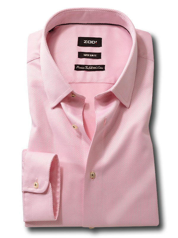 Canary Pink Solid Full Sleeve Single Cuff Slim Fit Party Wear Cotton Shirt