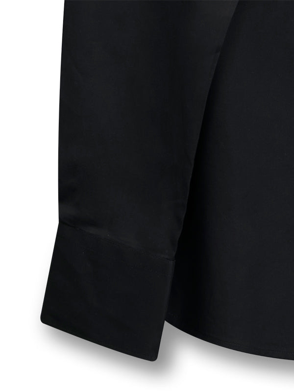 Canoe Black Solid Full Sleeve Single Cuff Slim Fit Party Wear Cotton Shirt
