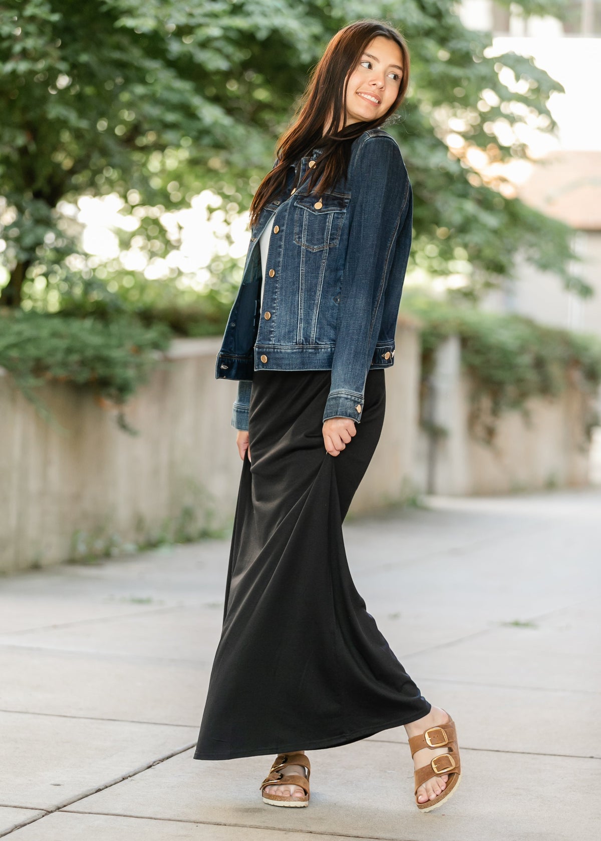Clarise Black Premium Knit Maxi Skirt