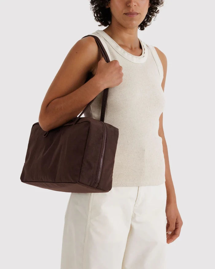Coffee Medium Nylon Bowler Bag