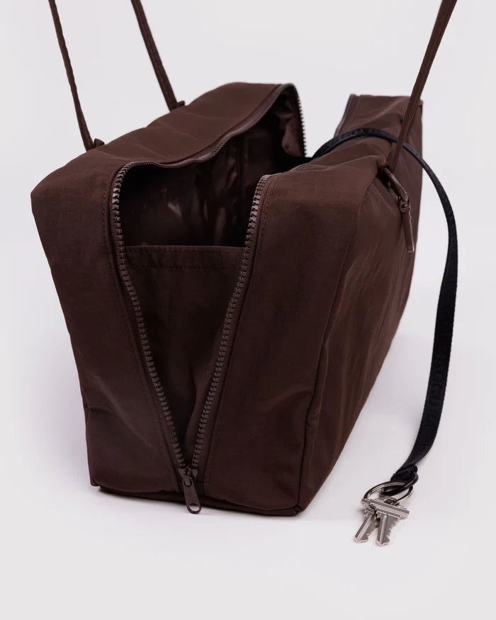 Coffee Medium Nylon Bowler Bag