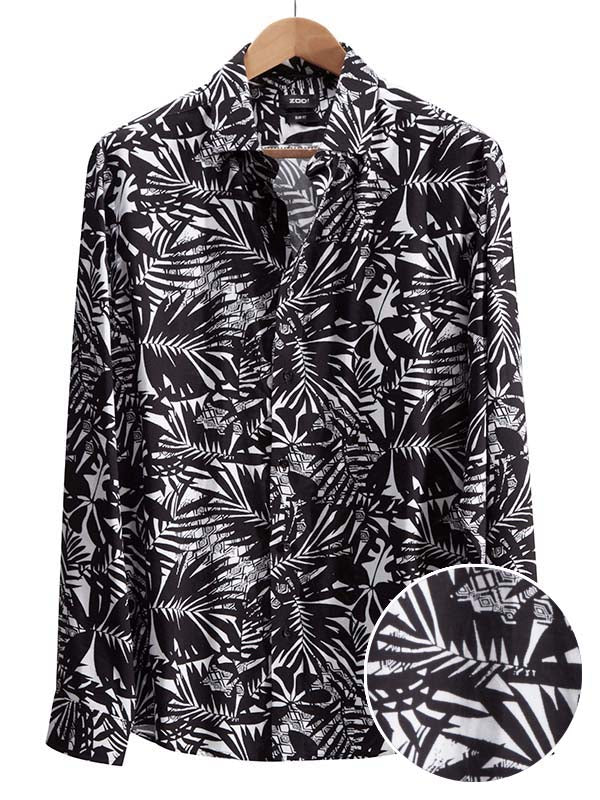 Diablo Black Printed Full Sleeve Single Cuff Slim Fit Party Wear Viscose Shirt