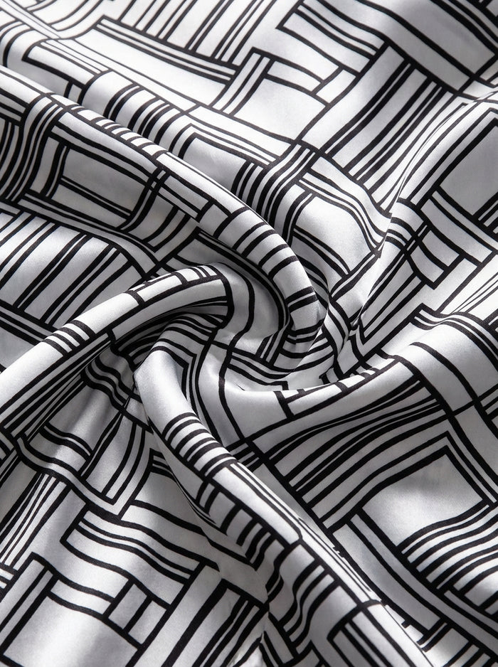 Diablo White Printed Full Sleeve Single Cuff Slim Fit Party Wear Viscose Shirt