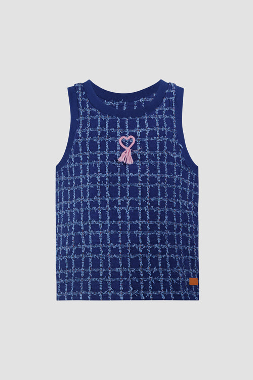 Distressed Heart Tank Top Blue