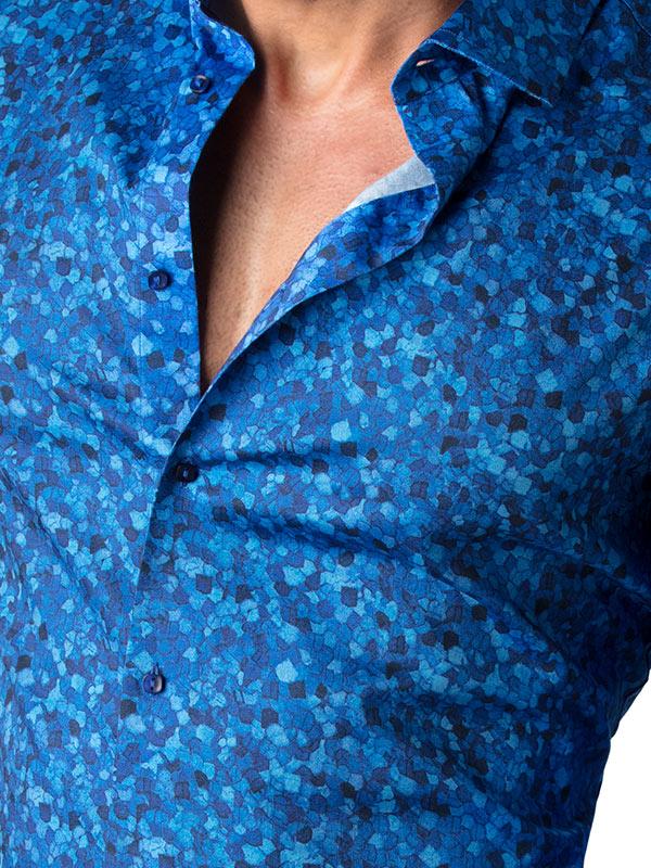 Felix Cobalt Printed Full Sleeve Single Cuff Slim Fit Party Wear Blended Shirt