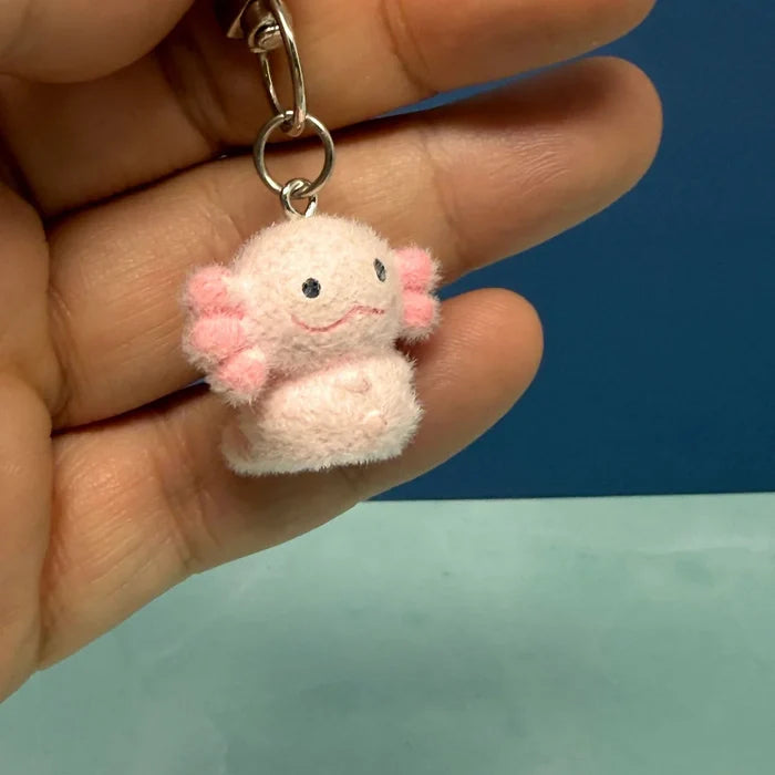 Flocked Axolotl Keychain