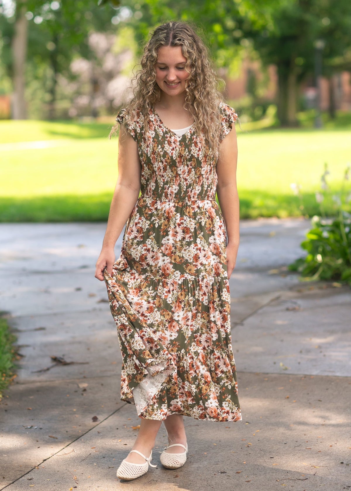 Floral Smocked V-Neck Dress - FINAL SALE
