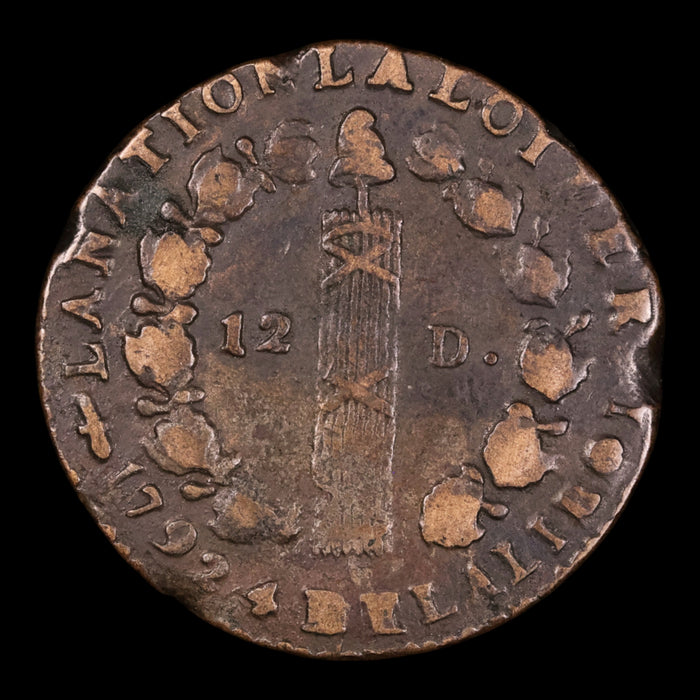French Revolution, King Louis XVI, 12 Deniers - 1792 - France