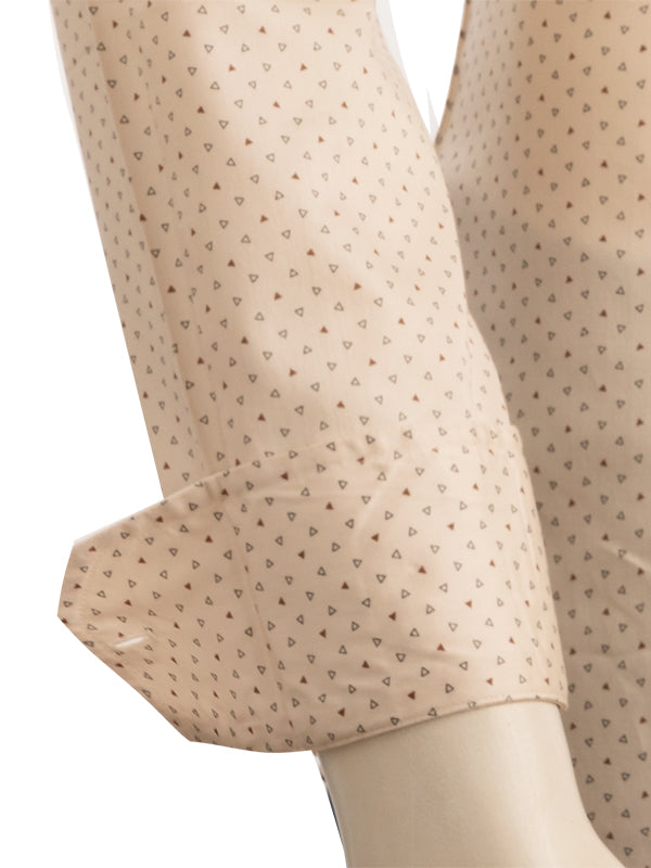 Fuse Cream Printed Full Sleeve Single Cuff Slim Fit Party Wear Blended Shirt
