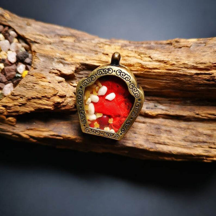 Gau Ghau Shrine, Altar Amulet Pendant - Tibetan Buddhist amulet, front view