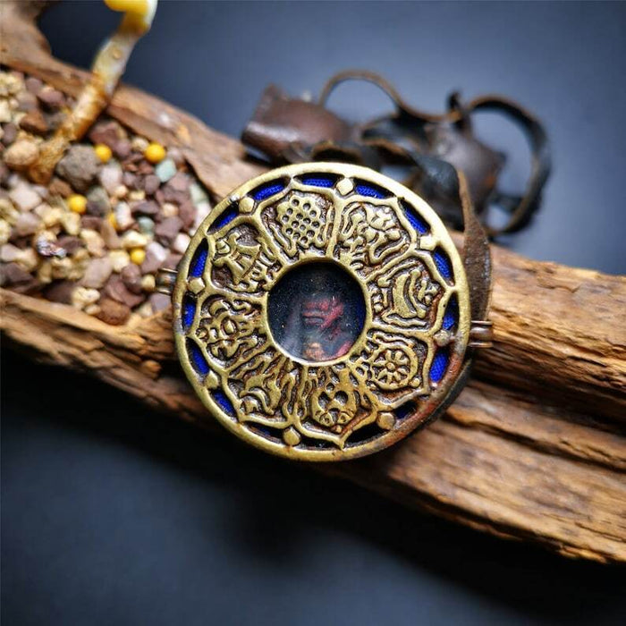 Gau Ghau Shrine of Bhaisajyaguru,Medicine Buddha, Buddhist Altar Amulet Pendant - Tibetan Buddhist amulet, front view