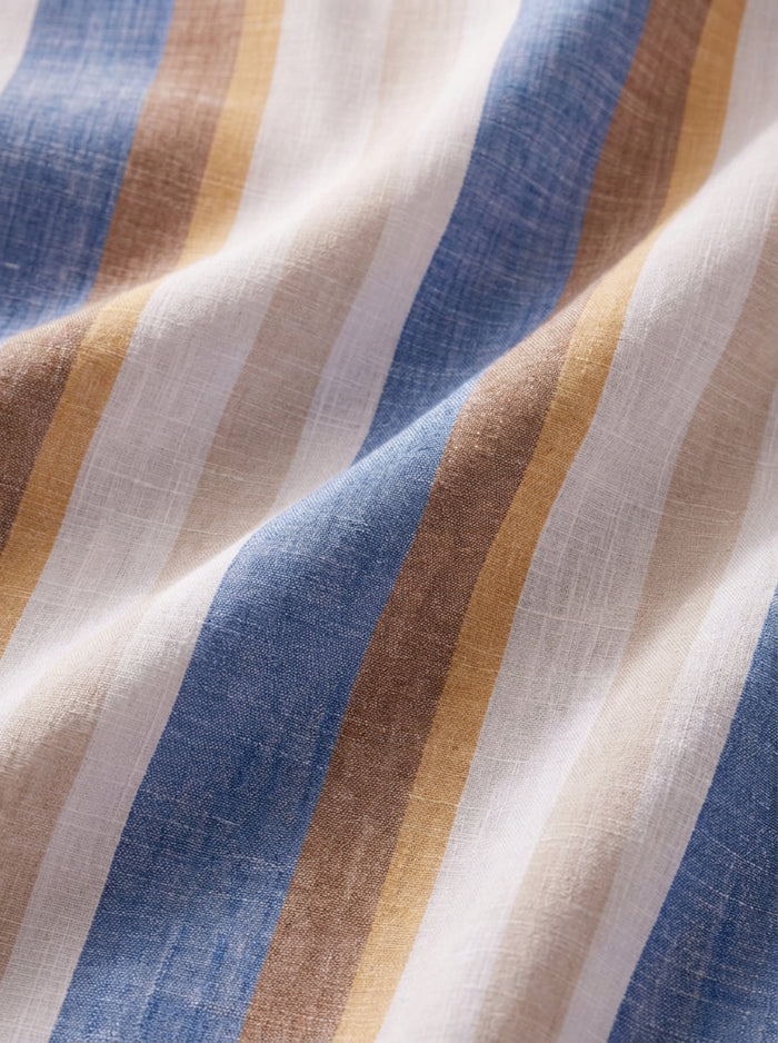 Giggs Slub Blue Striped Full Sleeve Tailored Fit Casual Cotton Shirt