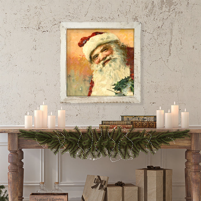 Gold Background Santa with Holly