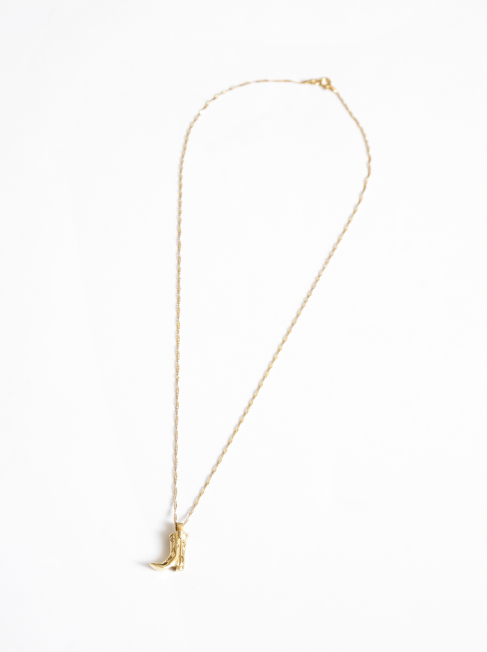 Gold Cowboy Boot Charm Necklace