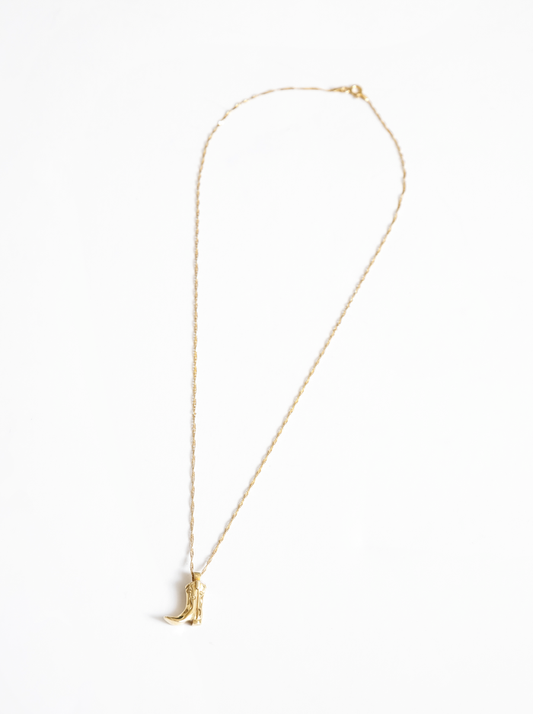 Gold Cowboy Boot Charm Necklace