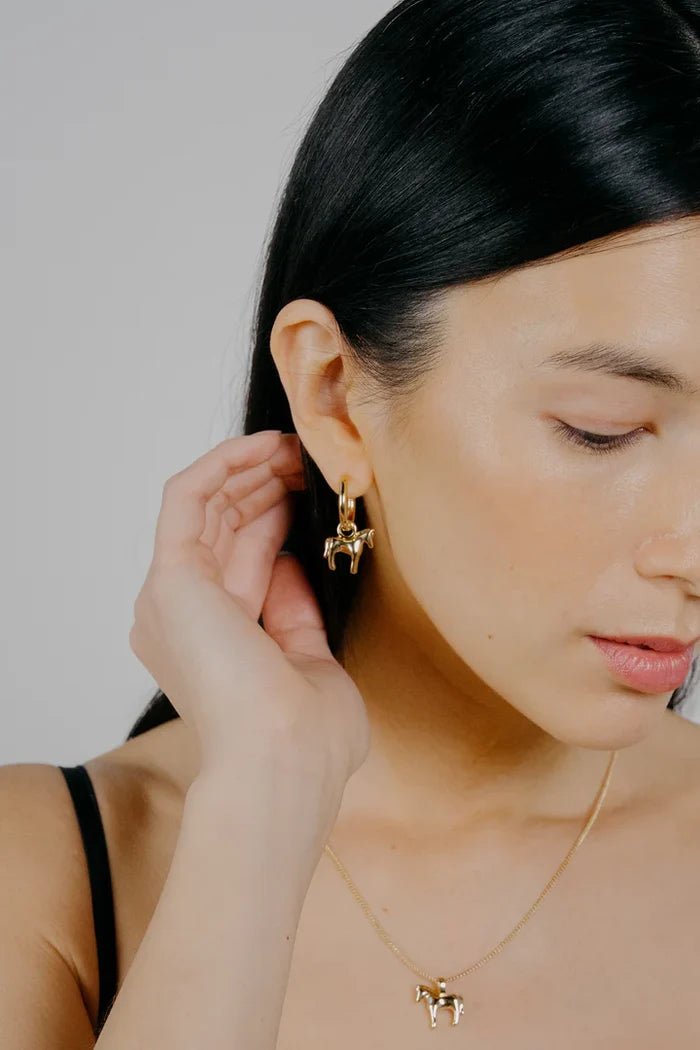 Gold Lunar Horse Hoops