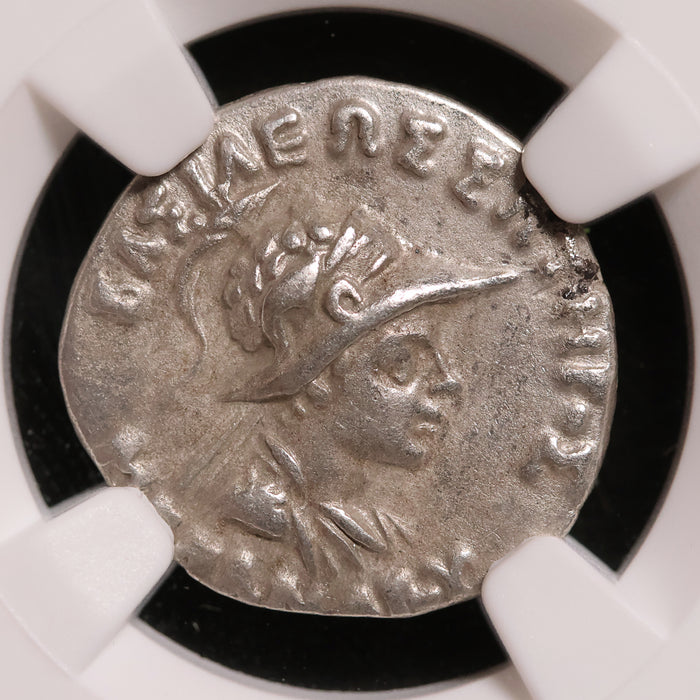 Greco-Bactria, King Menander, AR Drachm (Ch VF) - c. 165 to 130 BCE - NGC Certified