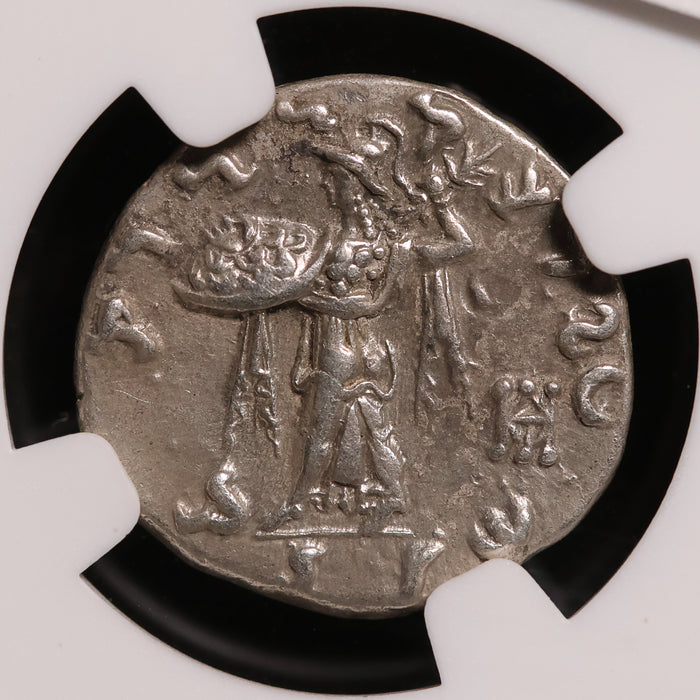 Greco-Bactria, King Menander, AR Drachm (Ch VF) - c. 165 to 130 BCE - NGC Certified