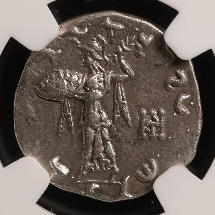 Greco-Bactria, King Menander, AR Drachm (Ch VF) - c. 165 to 130 BCE - NGC Certified