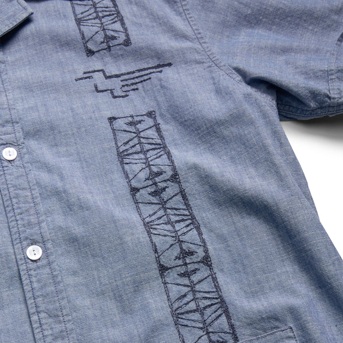 Guayabera Shirt | Pictographs : Washed Indigo Chambray | Howler Bros