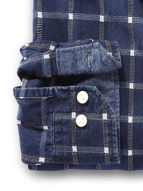Gunhill Indigo Navy Check    Cotton Shirt