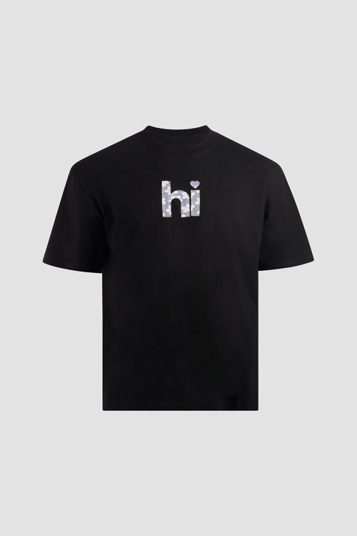 Hi Flower Pattern Tee Black