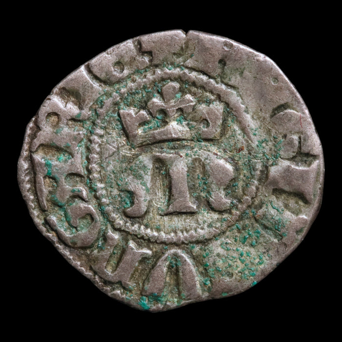Hungary, Queen Maria, AR Denier - 1383 CE - Hungary