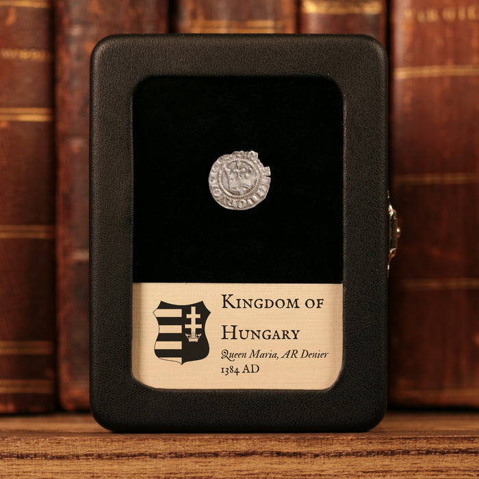 Hungary, Queen Maria, AR Denier - 1384 CE - Hungary