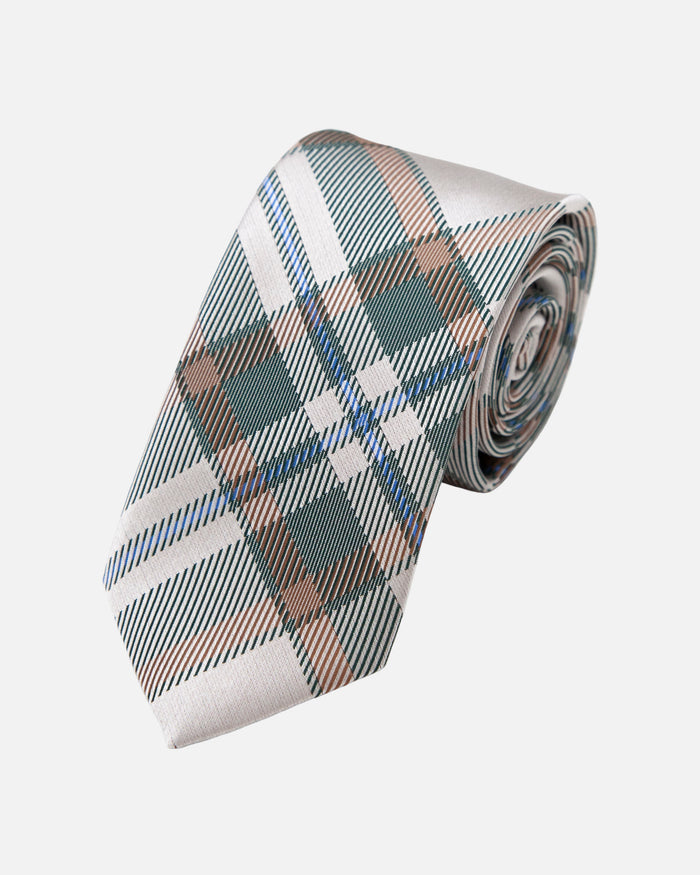 Immortal Crème Green Plaid Tie