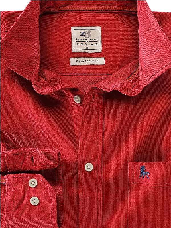 Innsbruck Red Corduroy Full sleeve single cuff   Cotton Shirt