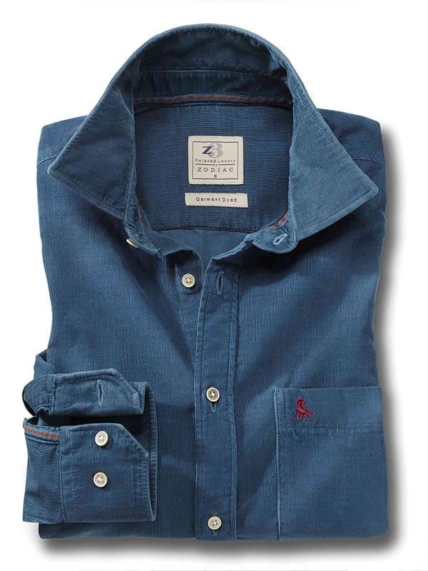 Innsbruck Teal Corduroy Full sleeve single cuff   Cotton Shirt