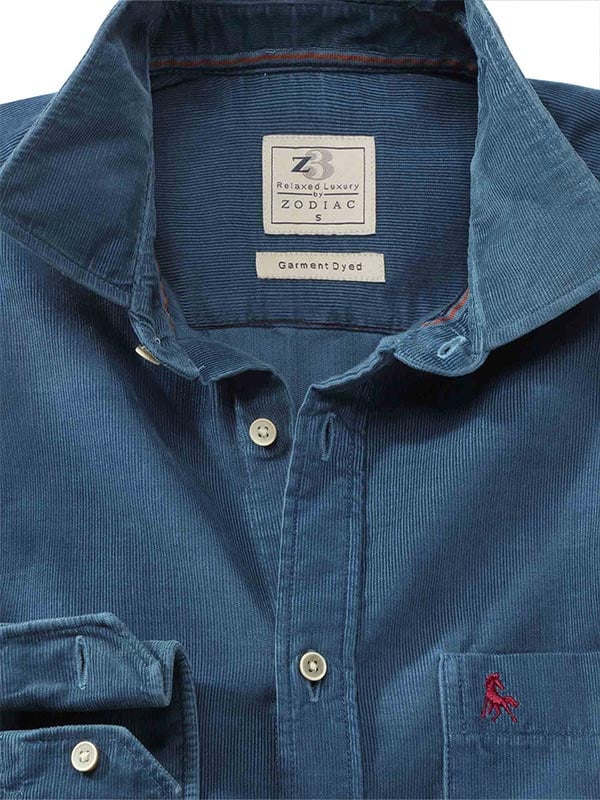 Innsbruck Teal Corduroy Full sleeve single cuff   Cotton Shirt