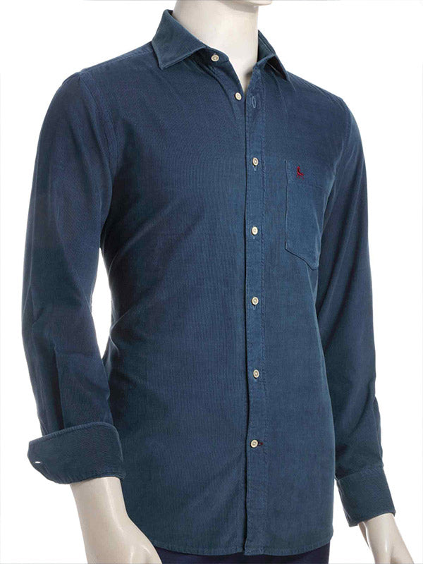 Innsbruck Teal Corduroy Full sleeve single cuff   Cotton Shirt