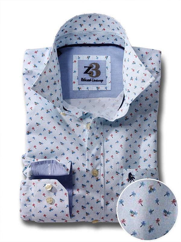 Island Sky Printed    Cotton Shirt