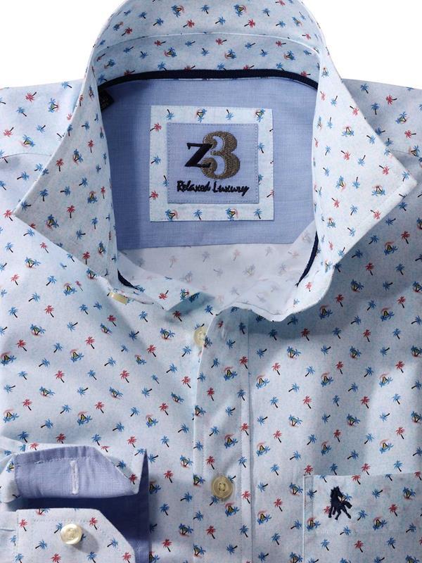 Island Sky Printed    Cotton Shirt