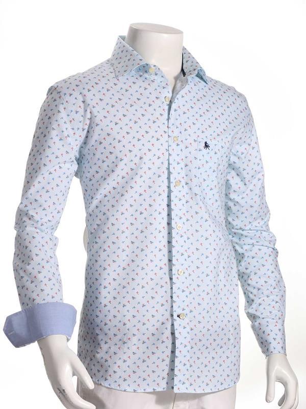 Island Sky Printed    Cotton Shirt