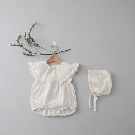 Ivory Collared Bodysuit with Hat