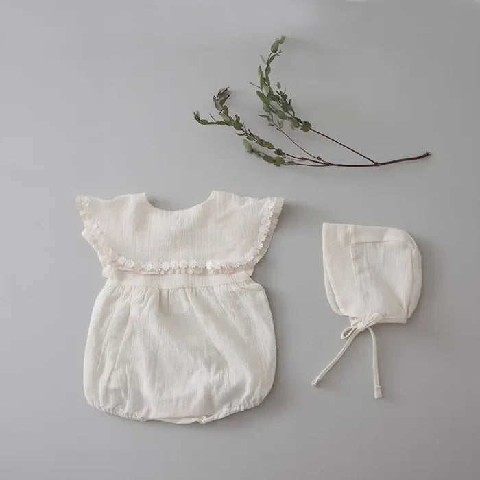 Ivory Collared Bodysuit with Hat