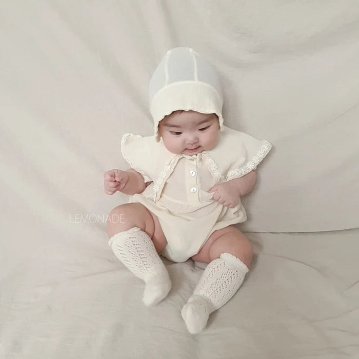 Ivory Collared Bodysuit with Hat