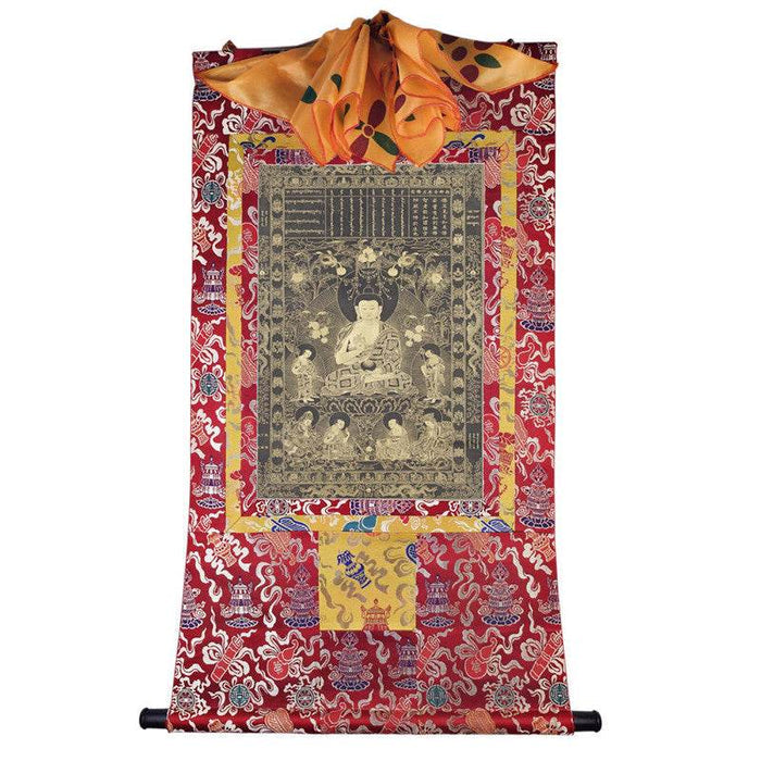 Kanakamuni Buddha Image - Tibetan thangka painting, view 7