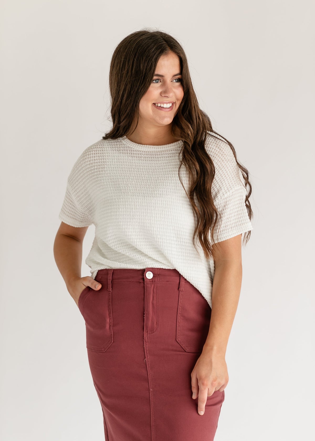 Knit Drop Shoulder Short Sleeve Top - FINAL SALE