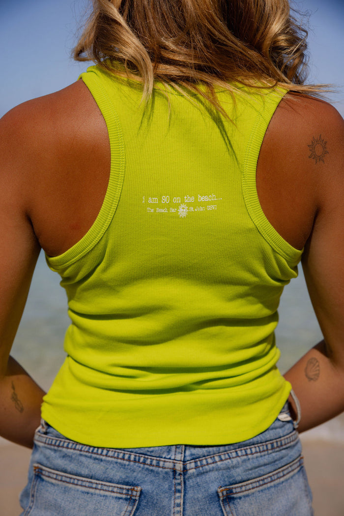 Ladies Lime Green Ribbed Tank