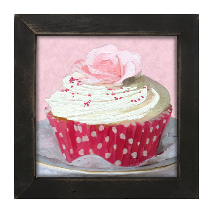 Light Pink Rose Cupcake - Framed art