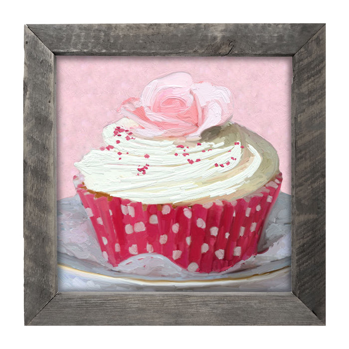 Light Pink Rose Cupcake - Framed art