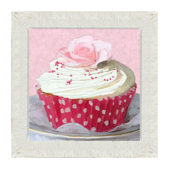 Light Pink Rose Cupcake - Framed art