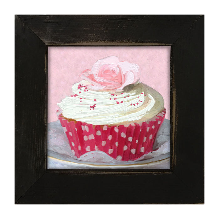 Light Pink Rose Cupcake - Framed art