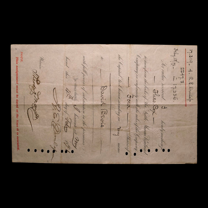 Little Miami Railroad Stock Certificate - 1890s - The Gilded Age
