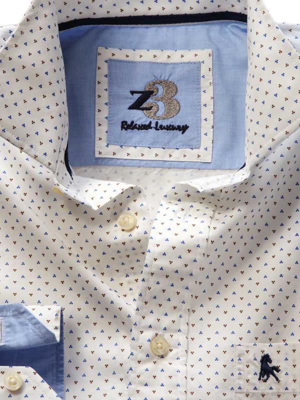 Maarten Ecru Printed Cotton Shirt